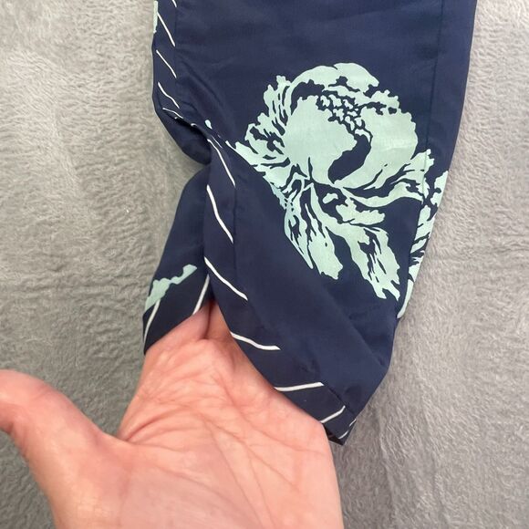 J. Crew Womens Floral Print Ankle Pant Size 10P Navy Vacation Classic Chic - Picture 6 of 14